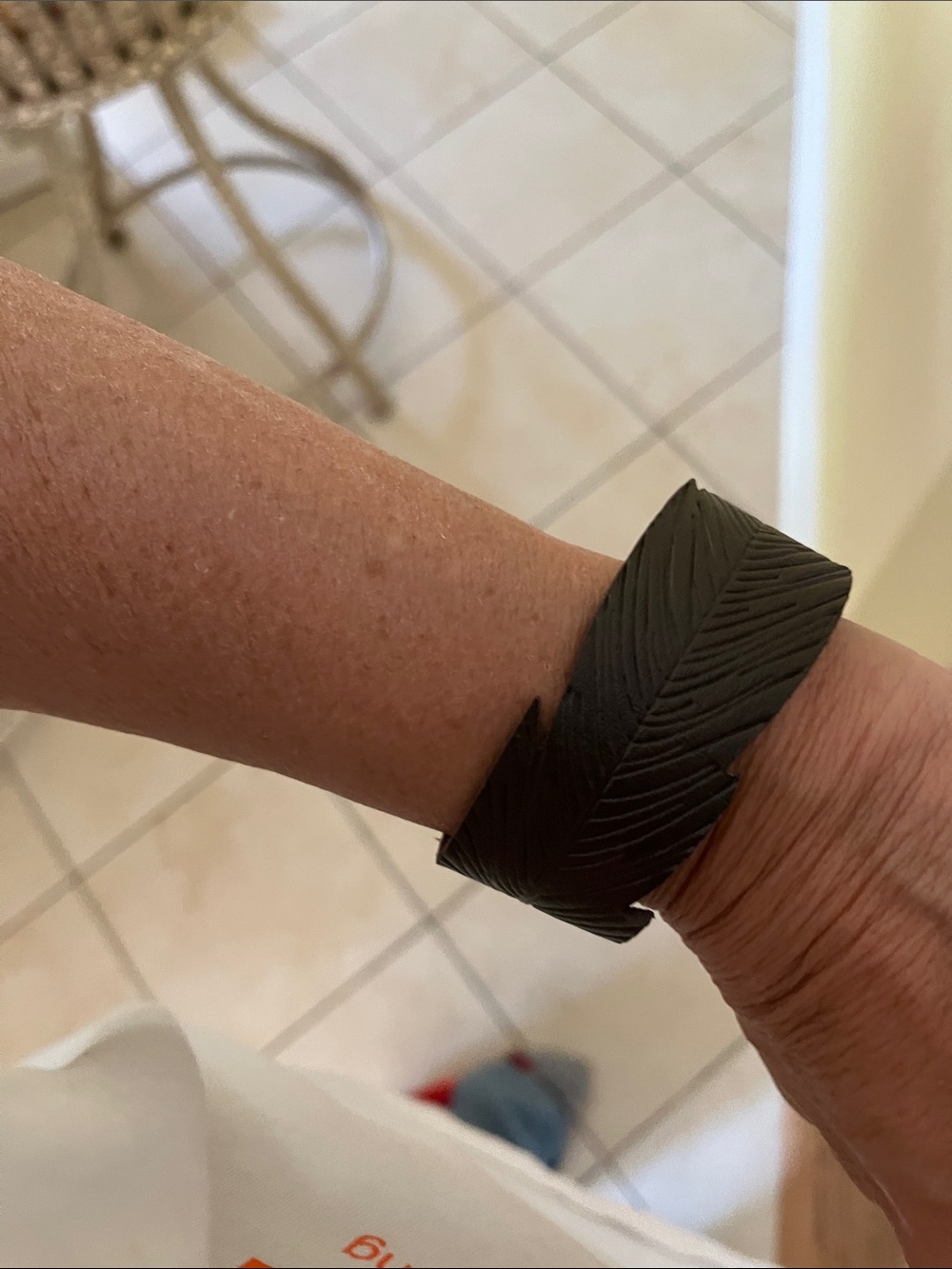 Brown Feather-Texture Cuff Bracelet - Unisex